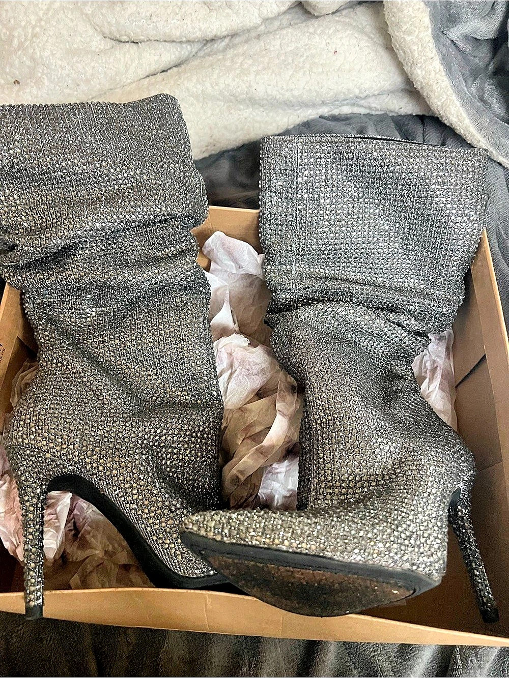 Jessica Simpson Silver Glitter High Heels